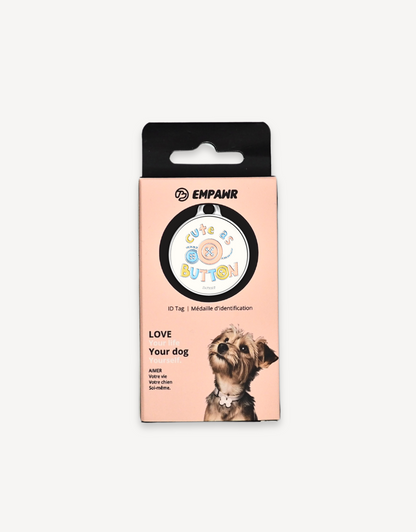 🧵“cute as button”  pet ID tag