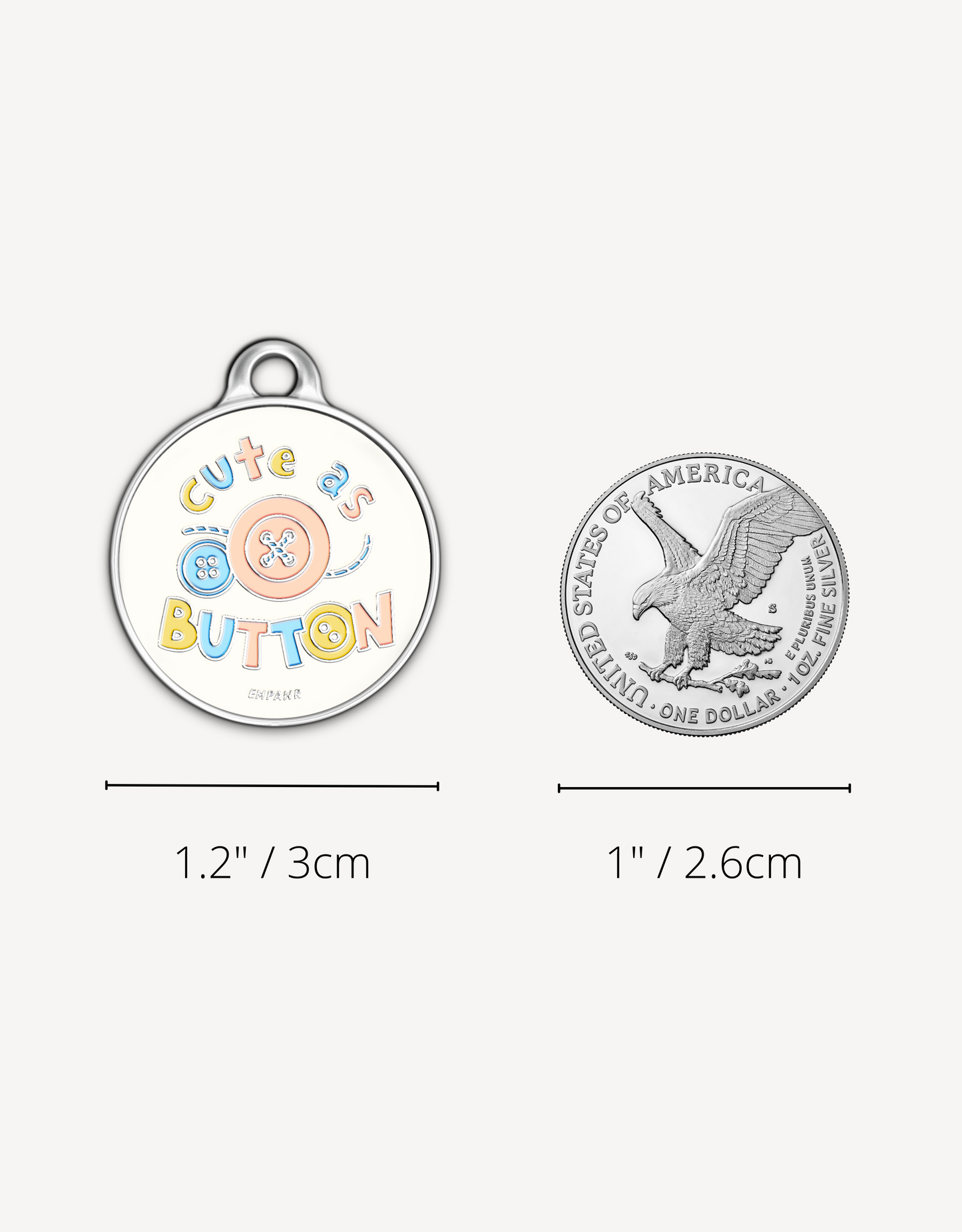 🧵“cute as button”  pet ID tag