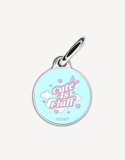 🦋“cute as fluff” pet ID tag - round classic