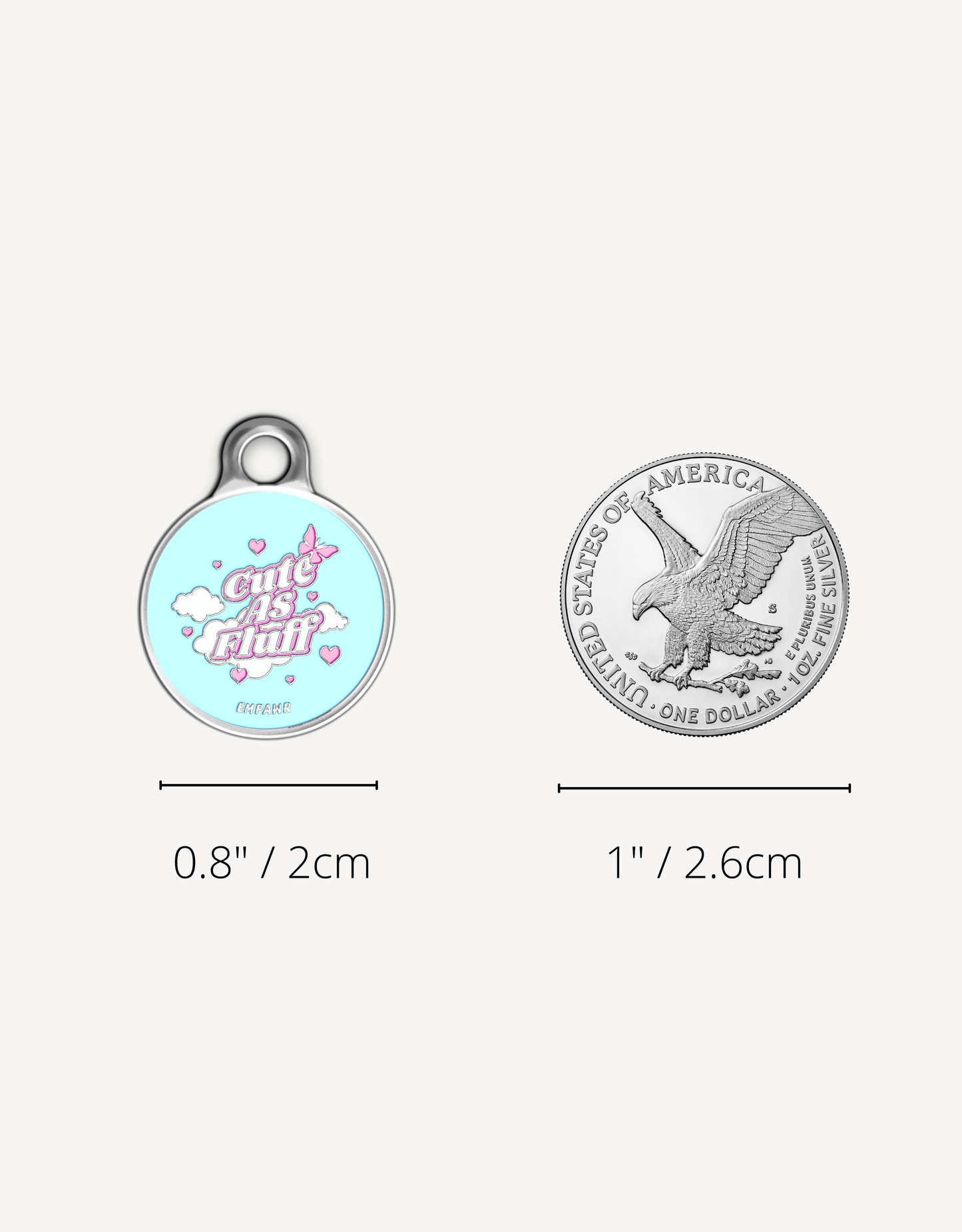 🤍“cute as fluff” pet ID tag - round petite