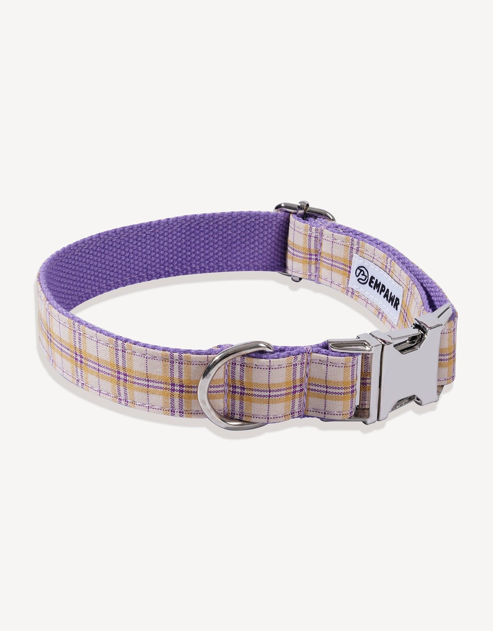 Lilac Purple Plaid Dog Collar - Empawr